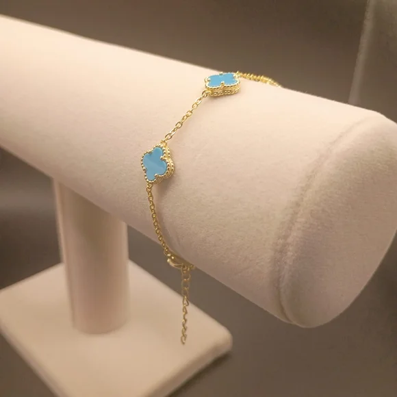 Chic Gold and Blue Charm Bracelet - Picture 1 of 3